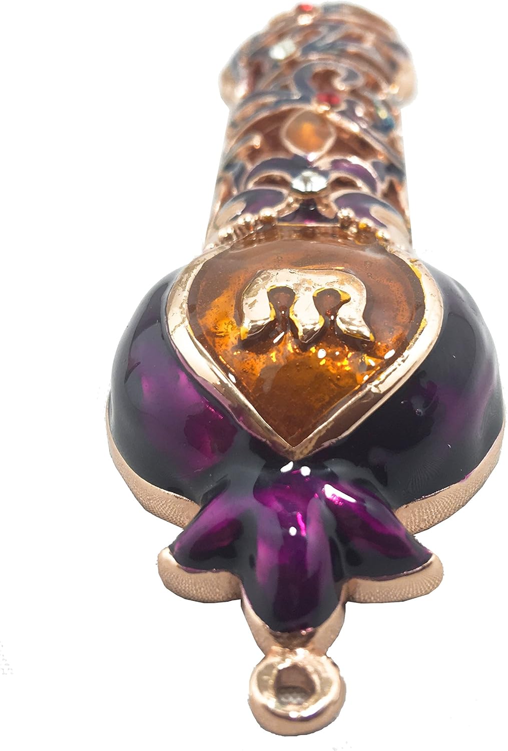 Handmade Metal 5 Inch Decorative Mezuzah with Gemstone Accents