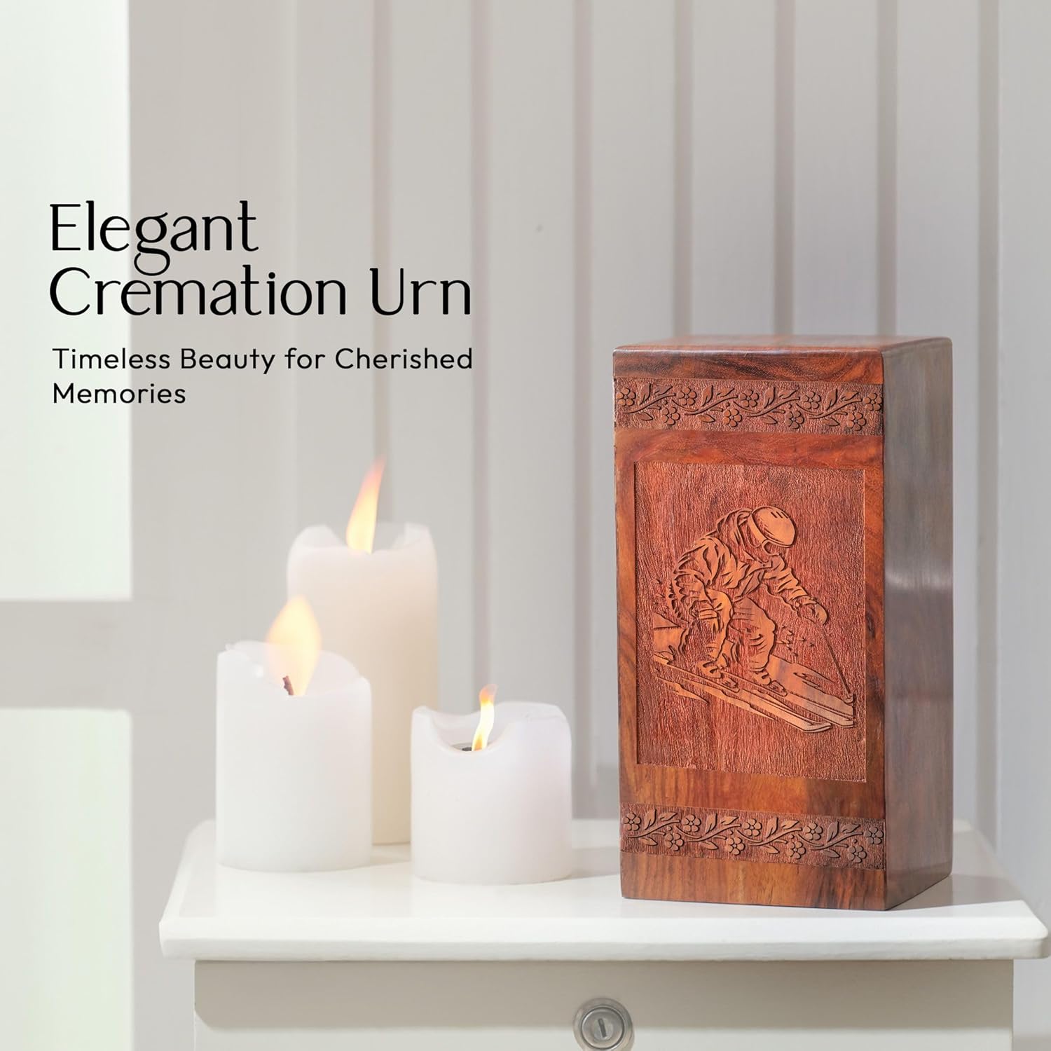 11 Inch Wooden Cremation Urn For Ashes