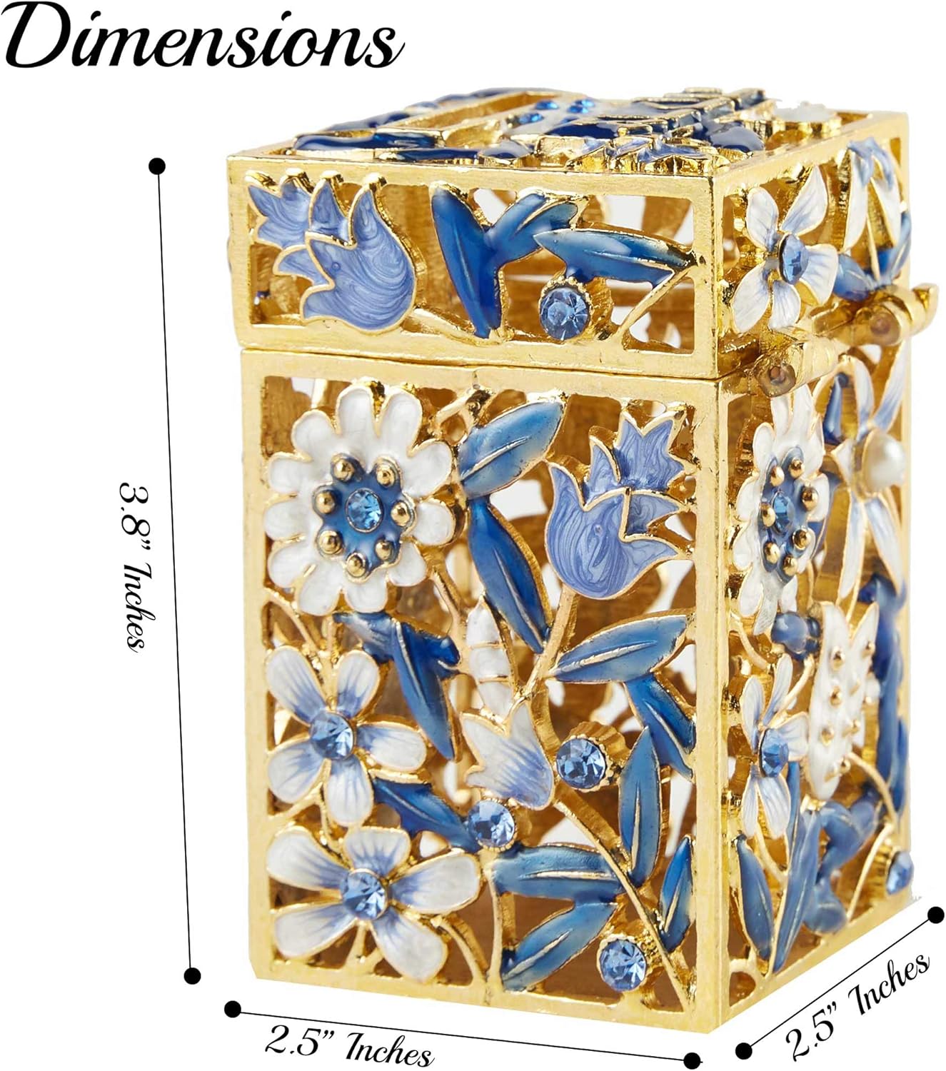 Matashi Hand Painted Enamel Tzedakah Box with Crystals and Gold Accents