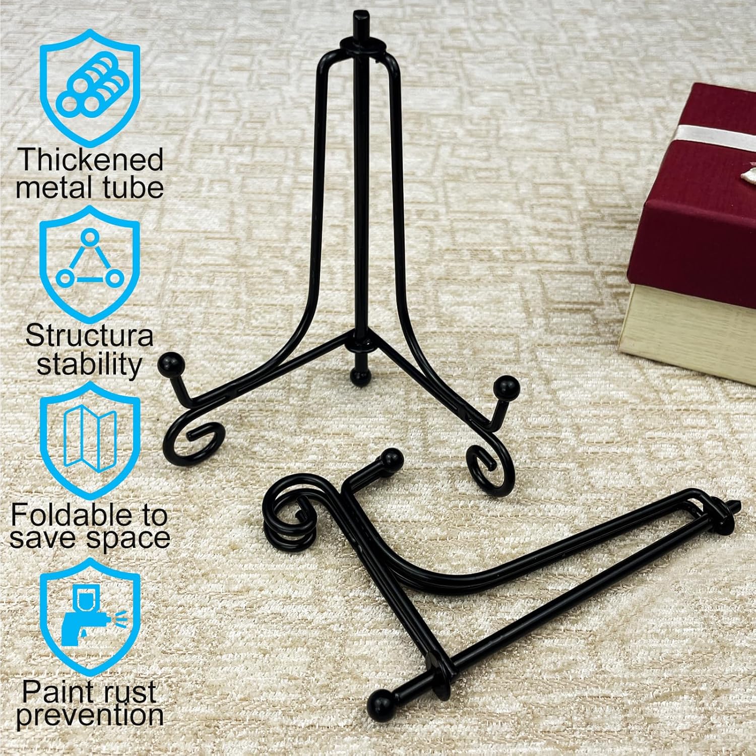 8PCS Premium Black Iron Plate Stands for Display 4 Inch
