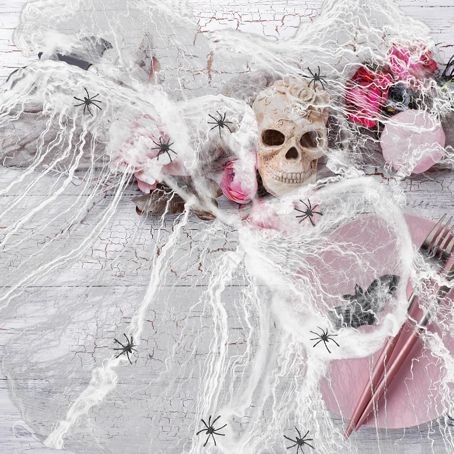 CIMAXIC 4 Pack Fake Spider Webs for Halloween