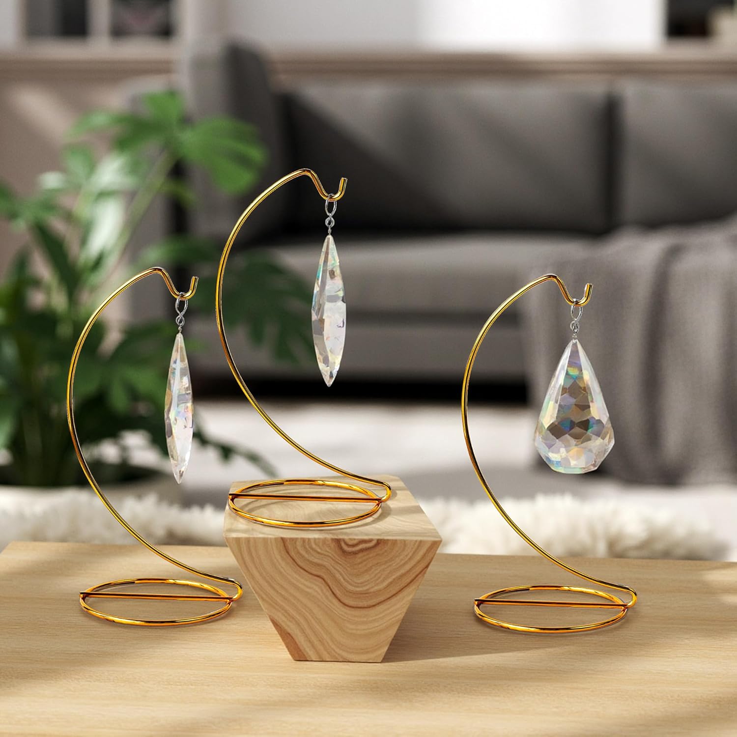 ZEERSHEE 3 Pcs Gold Hanging Display Stand for Decorations