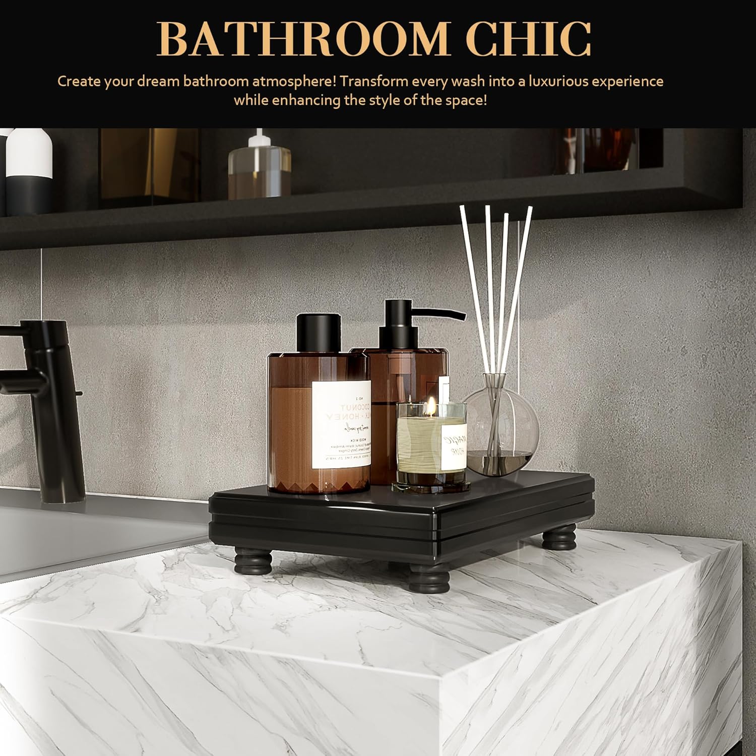 Modern Wooden Riser for Bathroom Decor and Kitchen Use