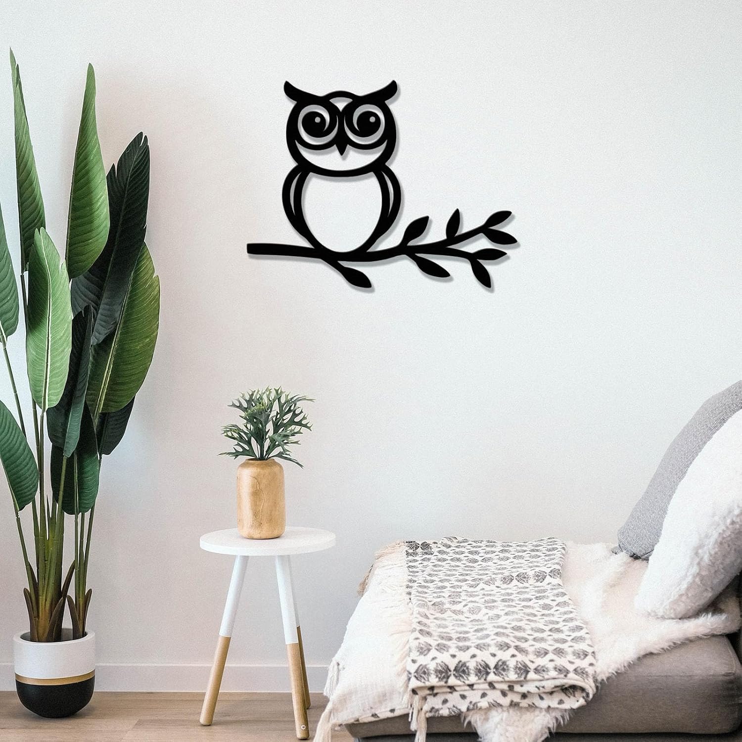Zzbakress Owl and Olive Leaf Wall Sculpture