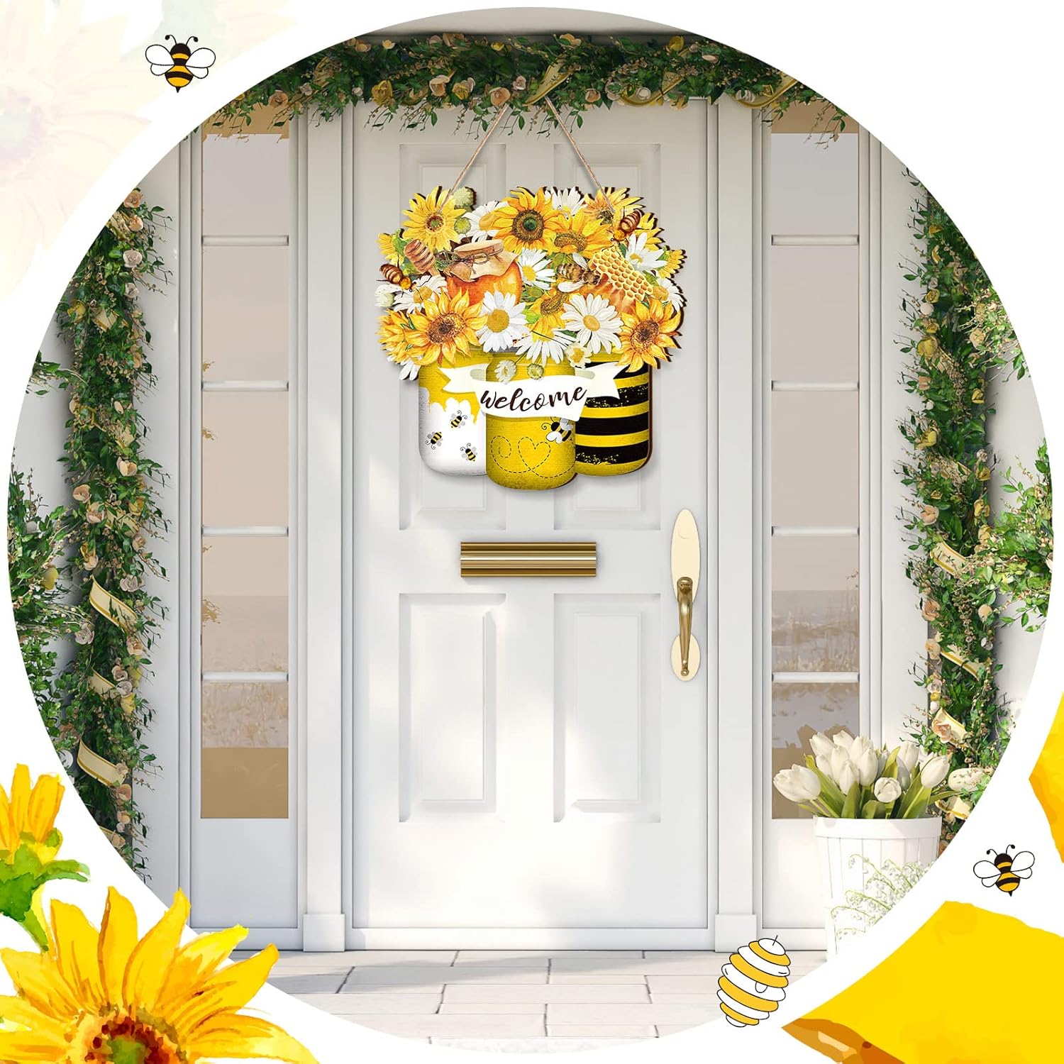 Spiareal Bee Welcome Hanging Front Door Sign