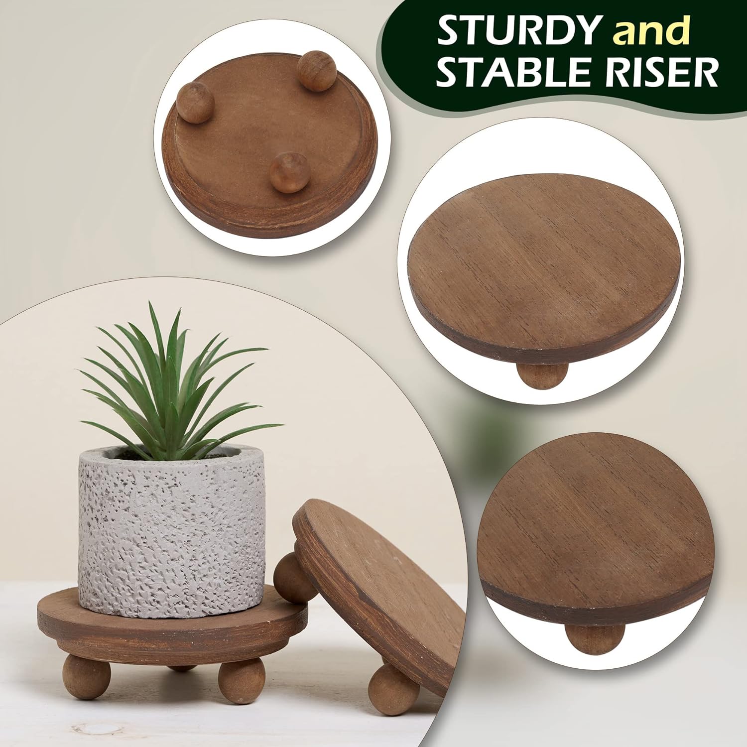 Defined Deco Mini Wood Risers 2 Pack 4 Inch Round