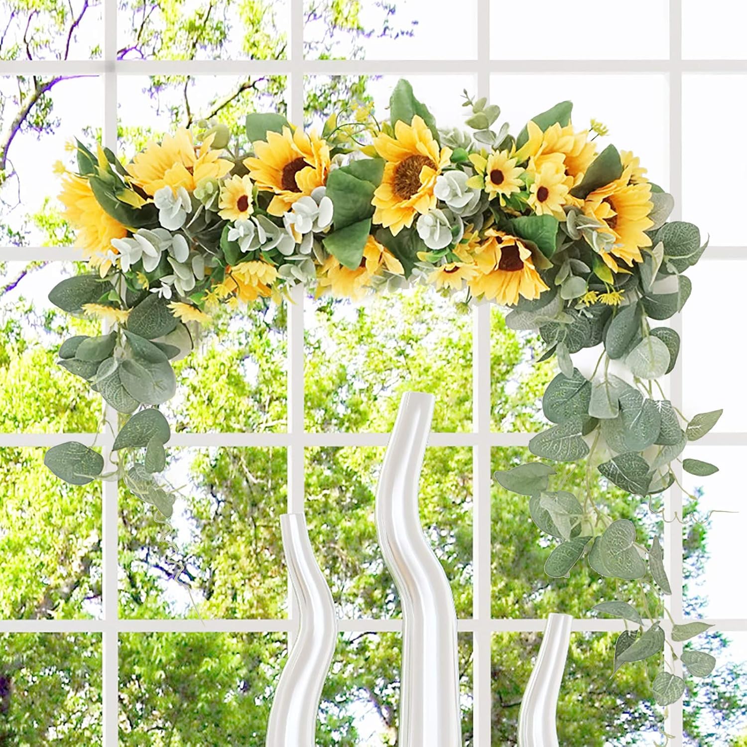 Firlar Artificial Sunflower Swag 18 Inch Decor