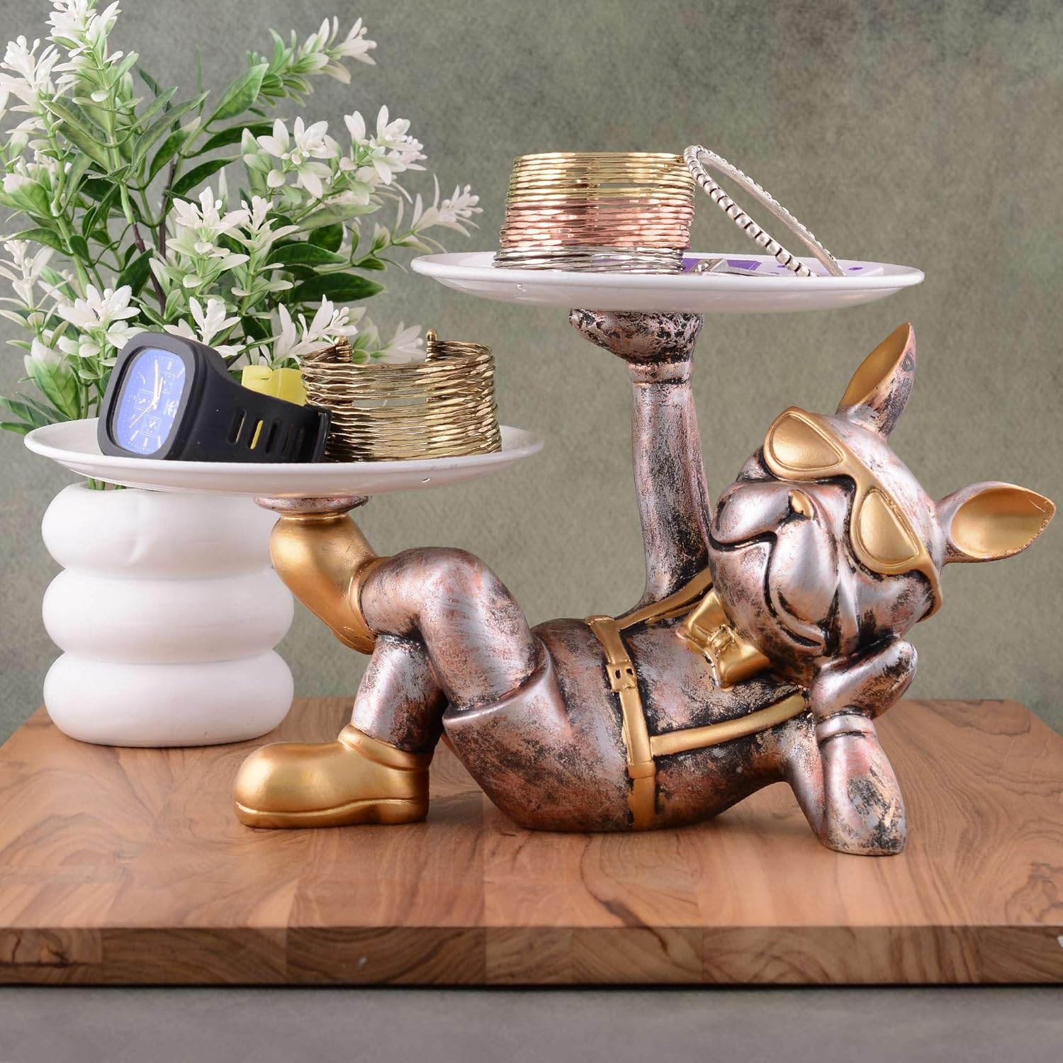 Cool Dog Showpiece with Plate for Home Decor 1