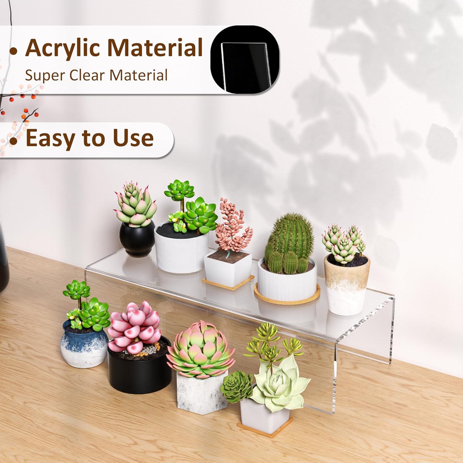 Acrylic Shelf Riser 12x47x3 Inch Pack of 2