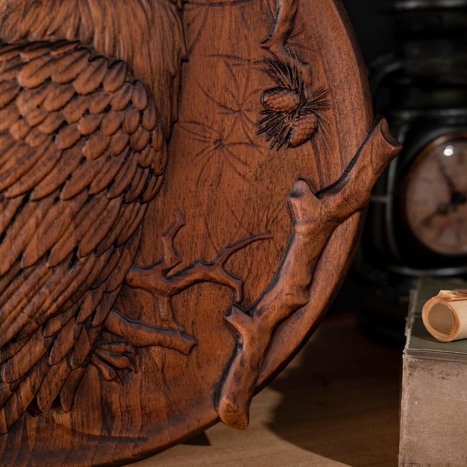BGCOPPER Round Owl Wall Sculpture 12 Inch