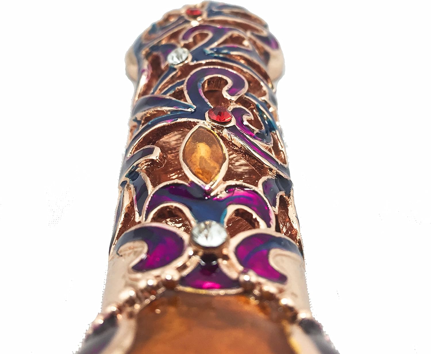 Handmade Metal 5 Inch Decorative Mezuzah with Gemstone Accents