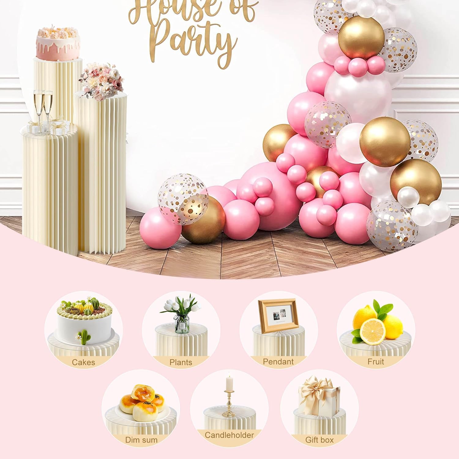 3 Pack Cylinder Pedestal Stands for Party Decor
