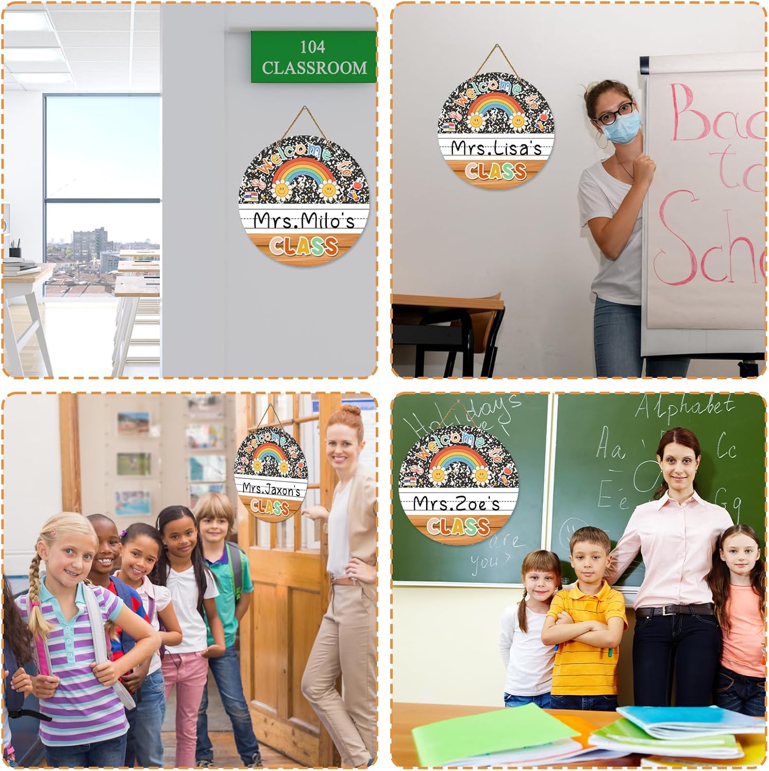 Welcome Classroom Door Sign with Rainbow Design