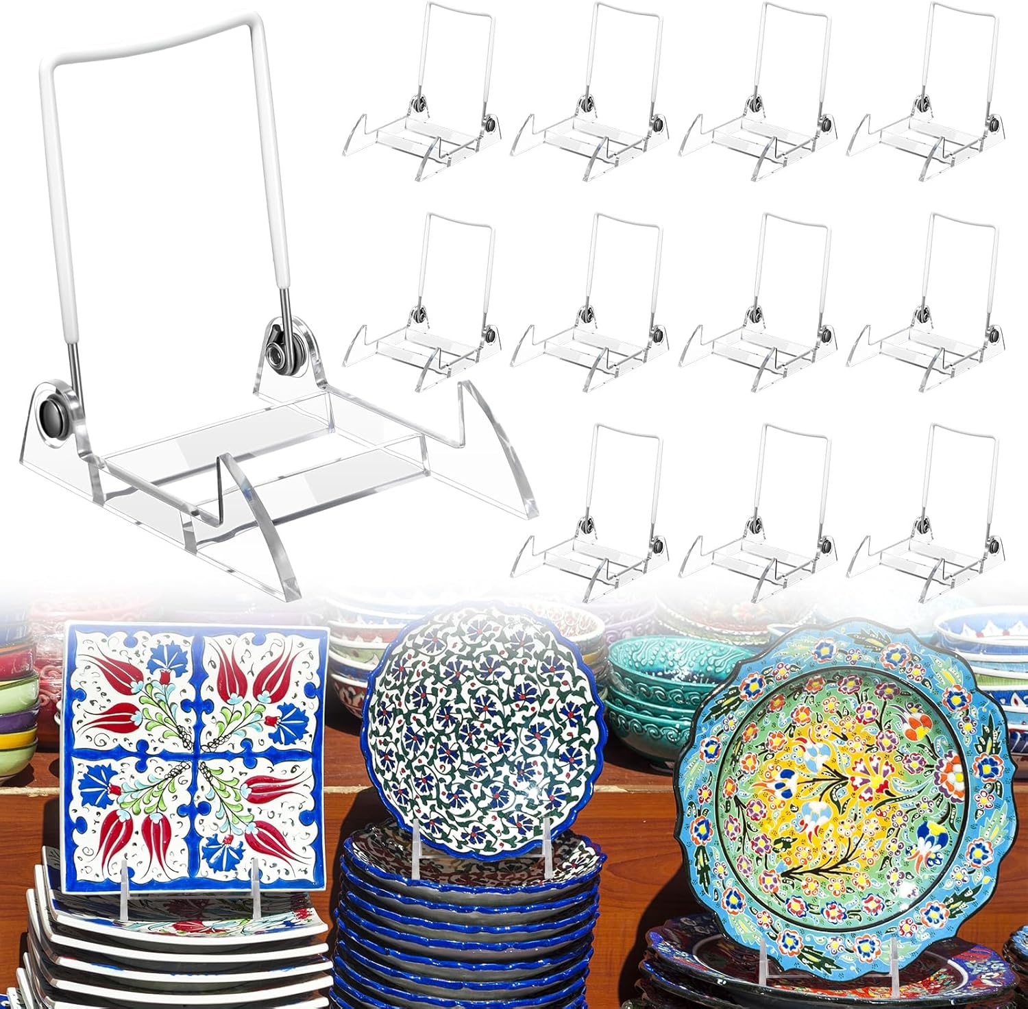 12 Pcs Adjustable Acrylic Easel Display Stand
