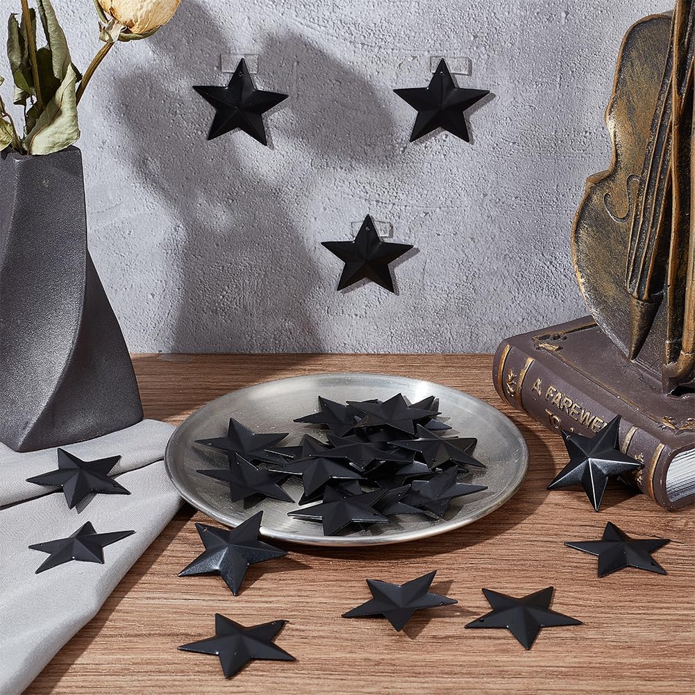 GORGECRAFT 30PCS Black Metal Star Decor Wall Hanging