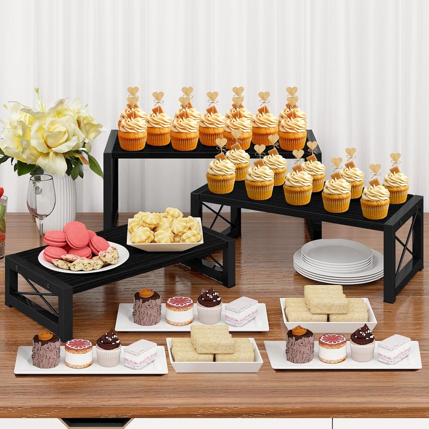 ELITEROO 3-Tier Wooden Display Stand for Cupcakes and Desserts