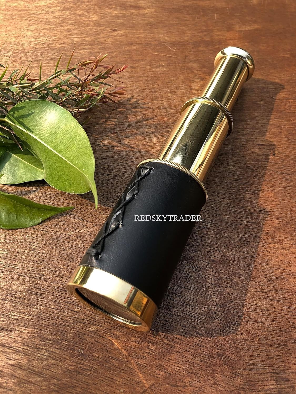 6 Handheld Brass Telescope with Wooden Box Pirate Navigation Mini Spyglass Collapsible