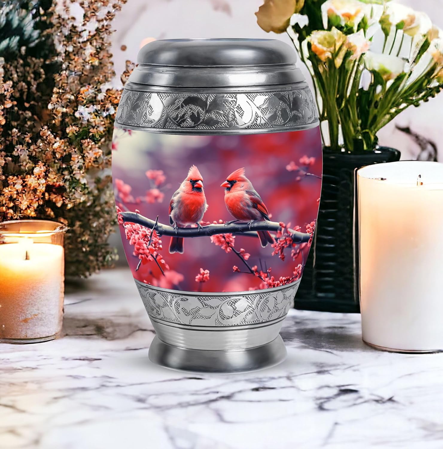 Springtime Cardinal Urns for Human Ashes