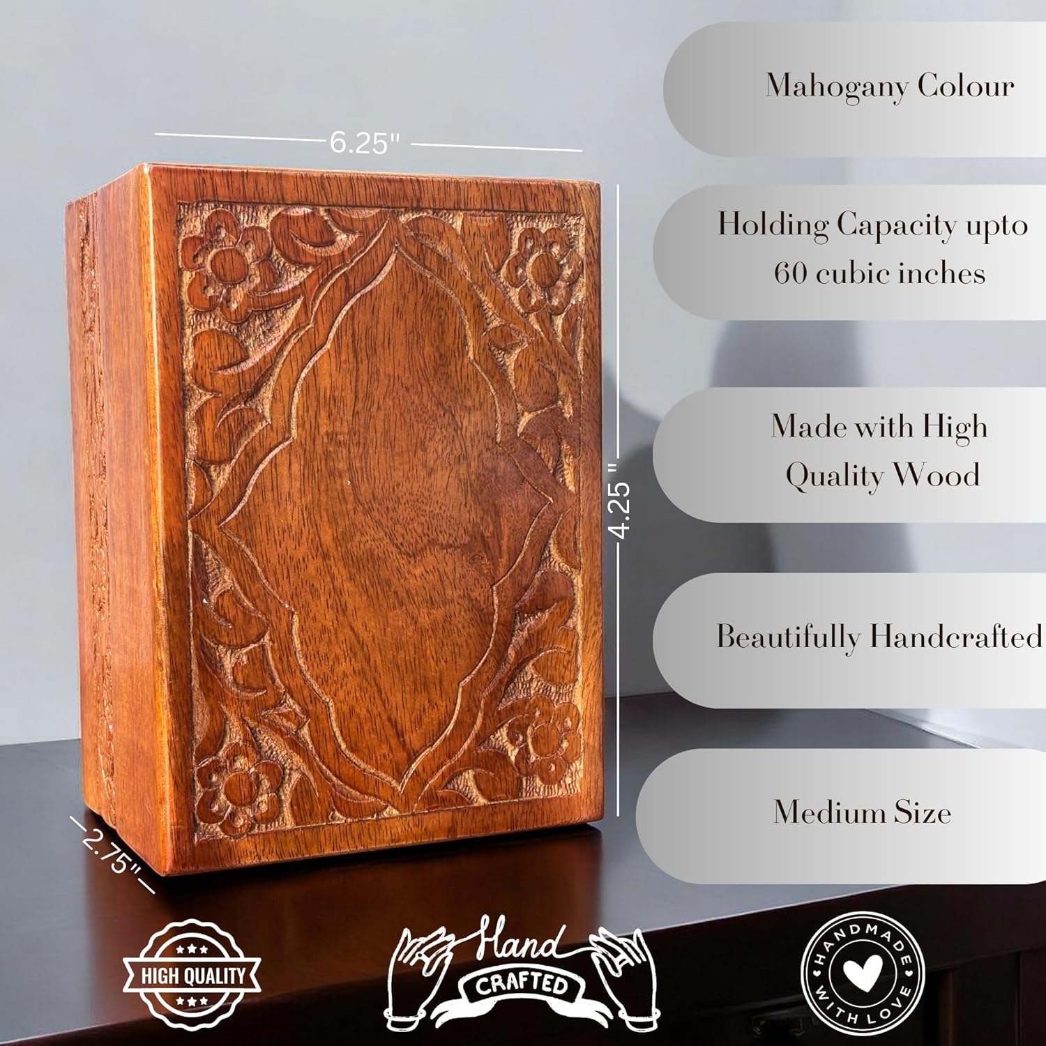 WoodGraphs Svaav Beautiful Handcrafted Wooden Urn Box