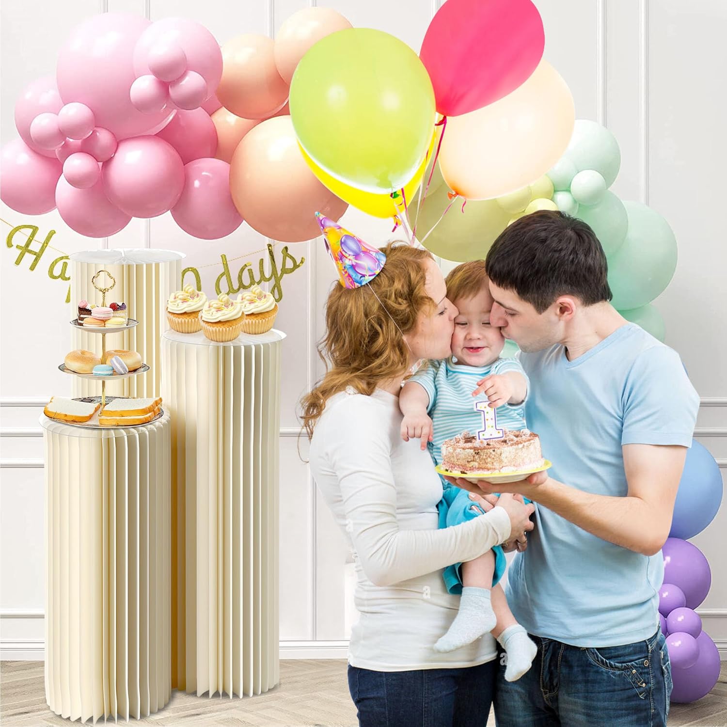 3 Pack Cylinder Pedestal Stands for Party Decor