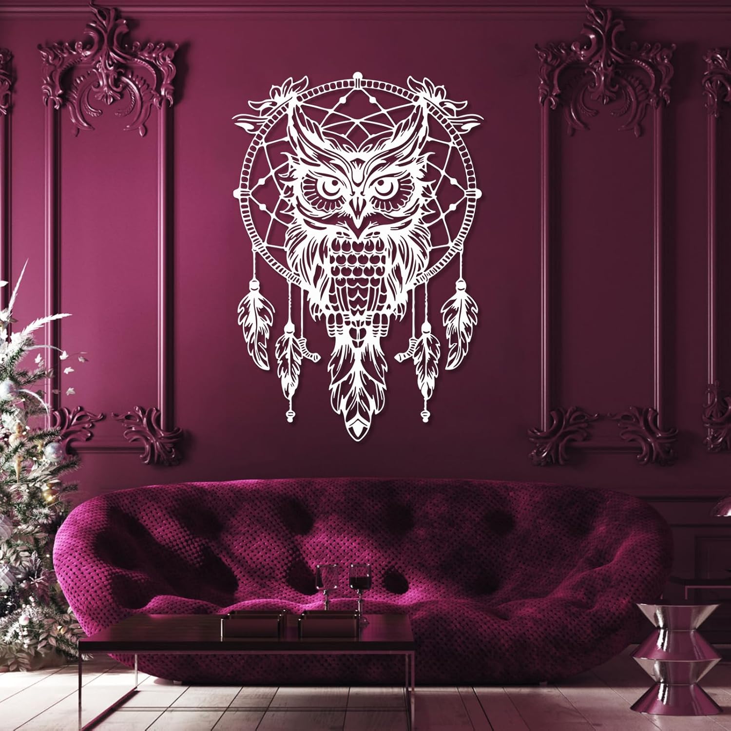 SZI Owl Dreamcatcher Metal Wall Art 24x16 Inch