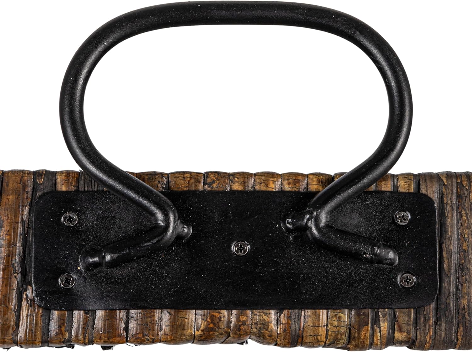 Creative Co Op Black Rattan Wood Tray with Handles