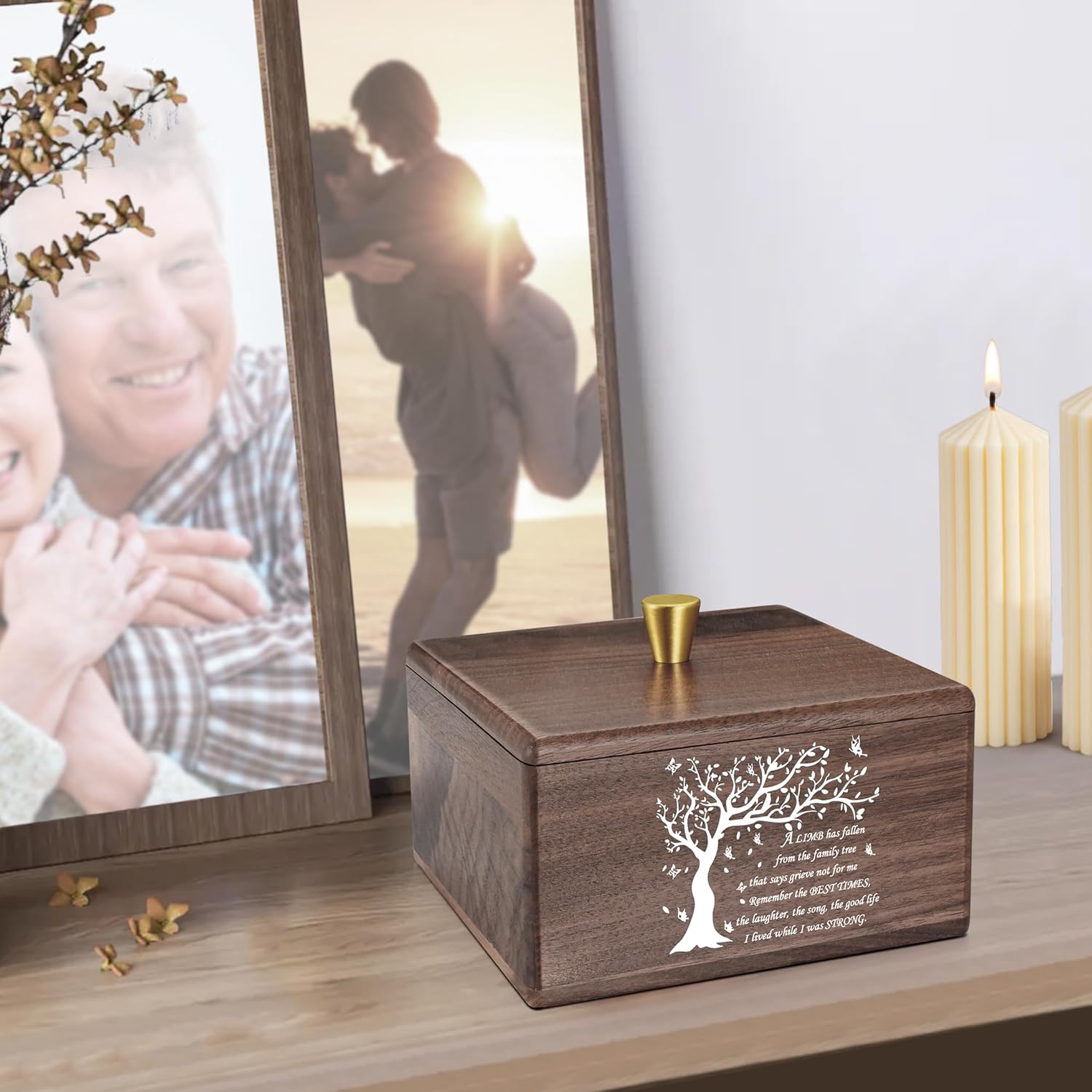 XIUDA Handmade Walnut Cremation Urns for Human Ashes Tree of Life