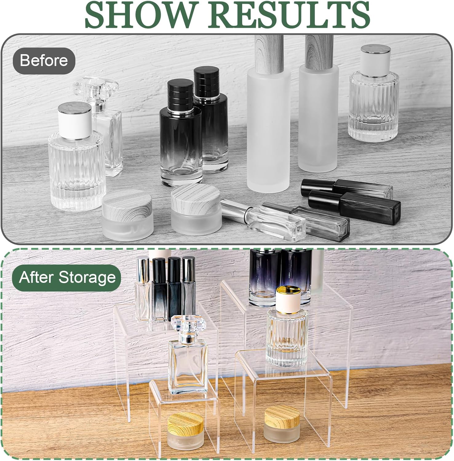 8 Pcs Square Acrylic Display Risers for Jewelry and Gift Displays