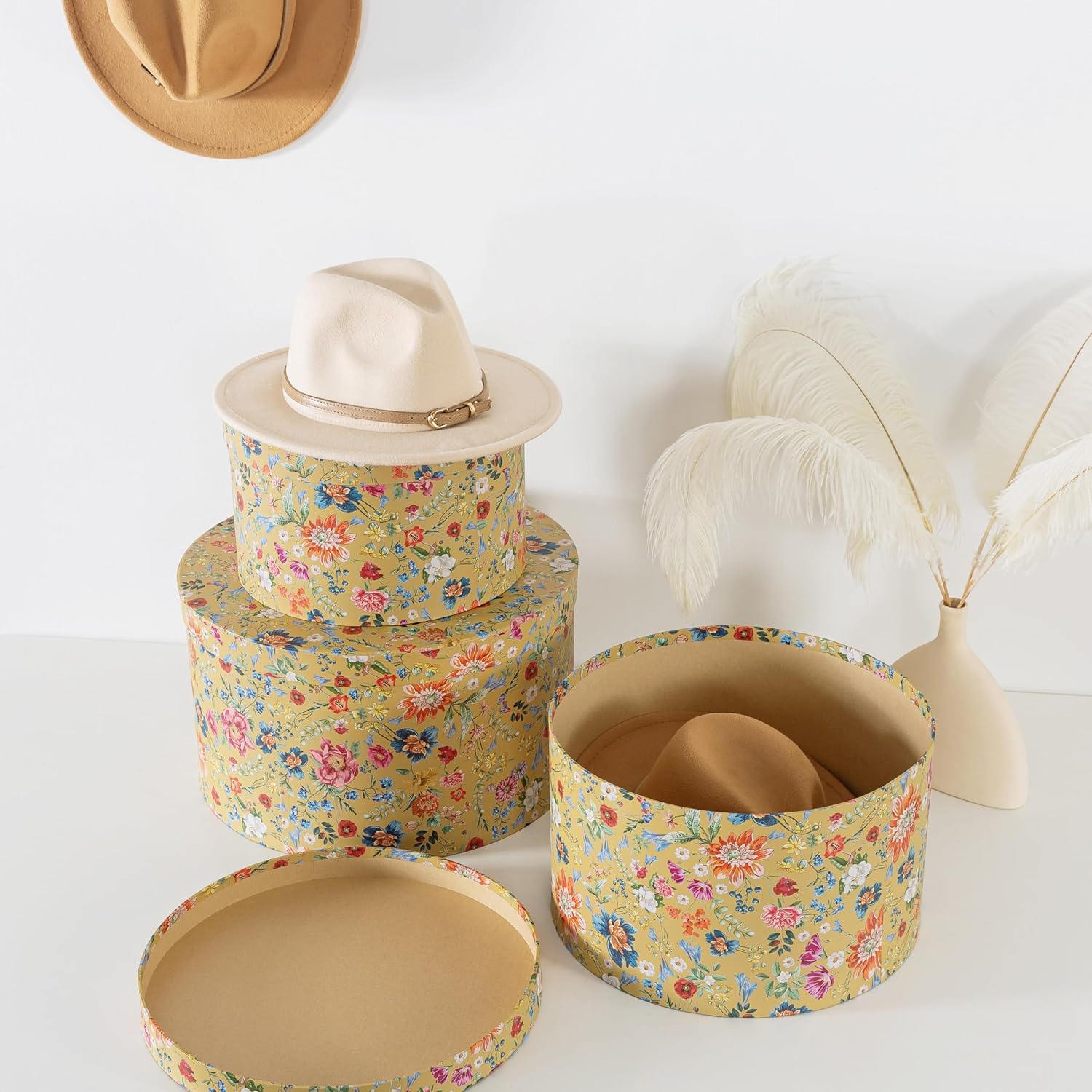 Soul Lane Botanica Bliss Gold Hat Boxes Set of 3