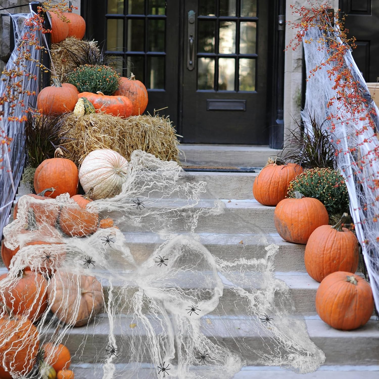 CIMAXIC 4 Pack Fake Spider Webs for Halloween