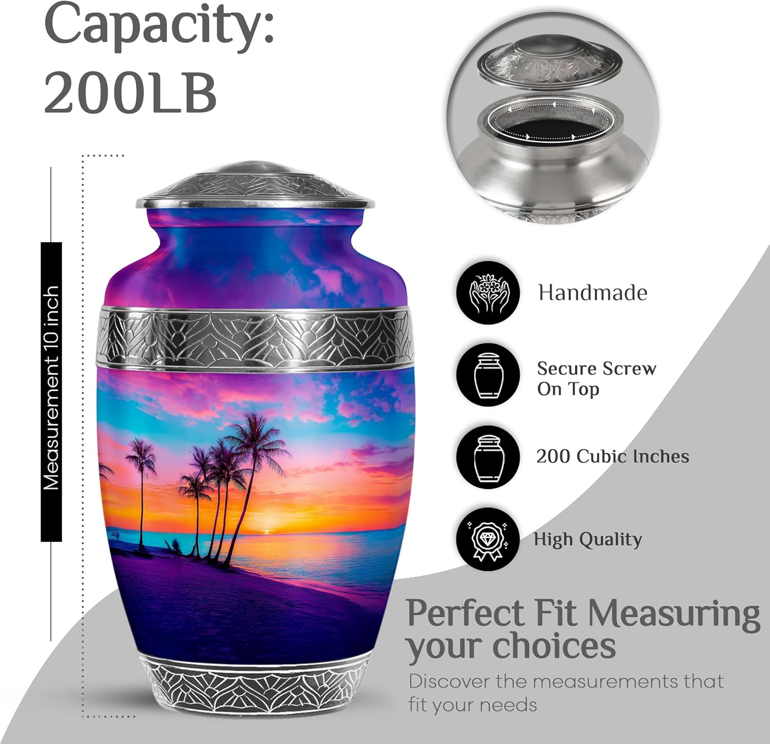 Beach Purple Sunset Memorial Urn for Human Ashes