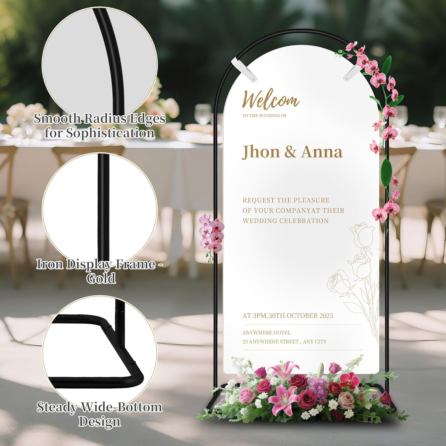 Wedding Welcome Sign Stand Holder - Adjustable Metal Easel