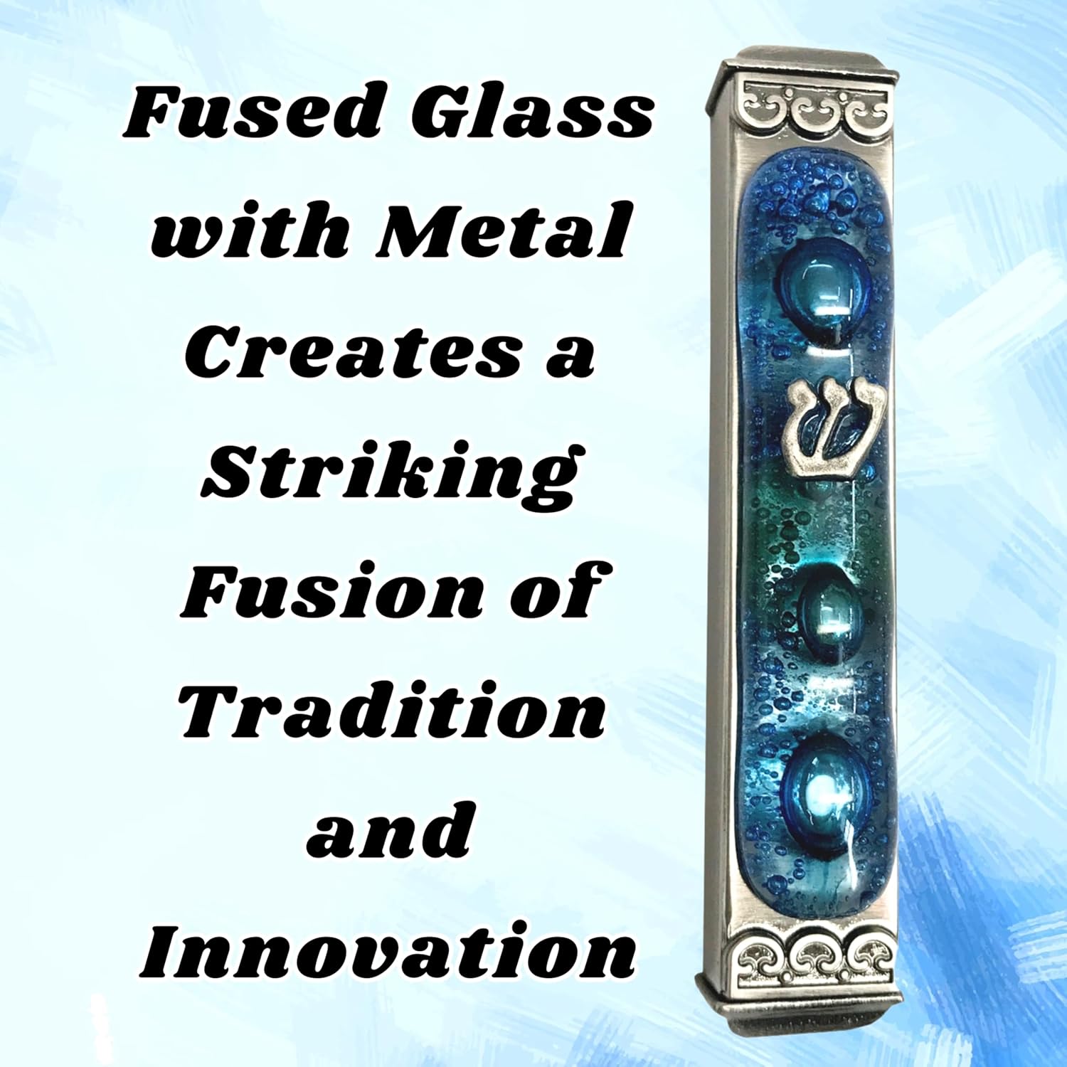 Tamara Baskin Art Glass Mediterranean Sea Mezuzah