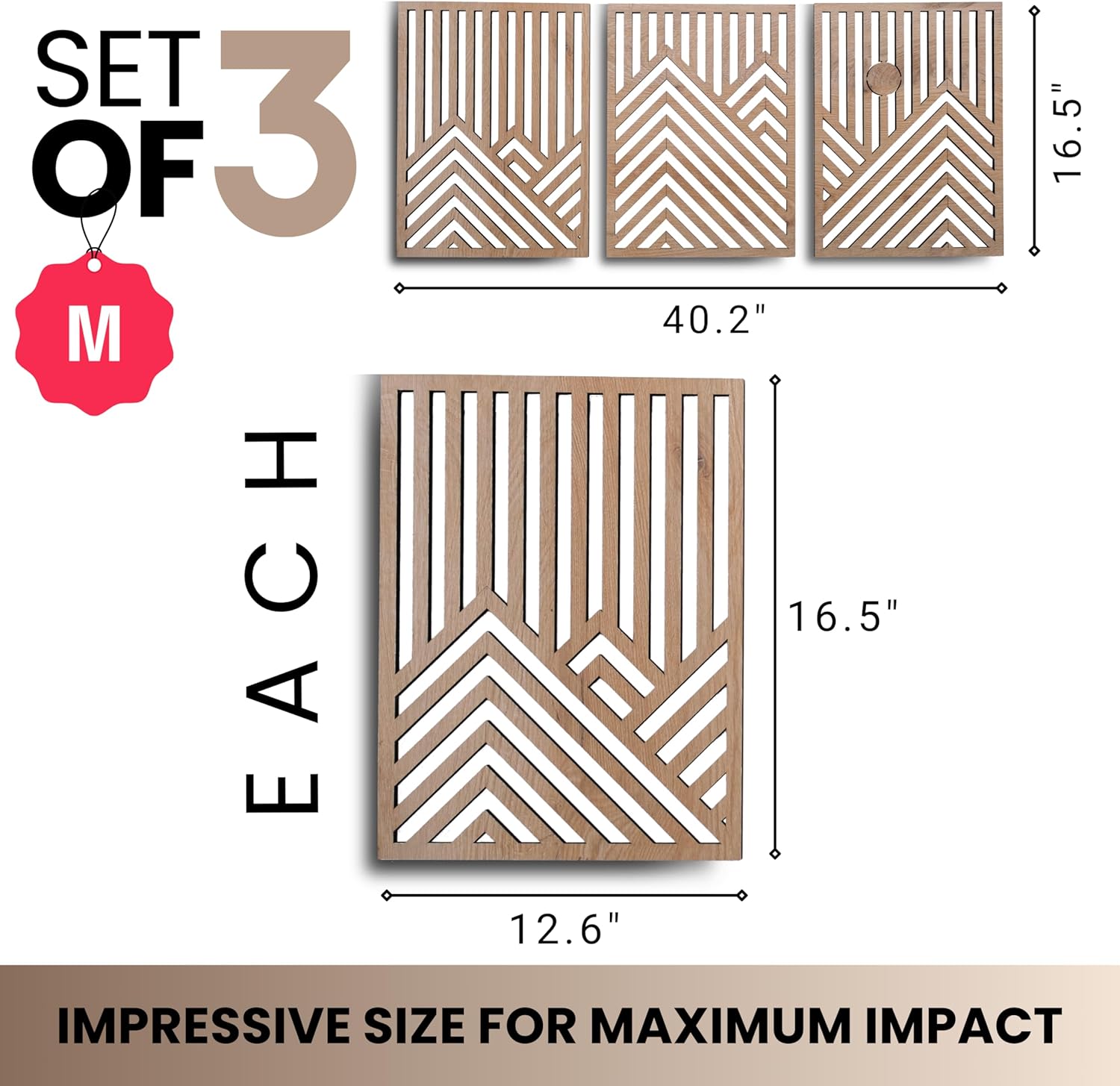 QMMP Modern Wooden Wall Sculptures Set of 3