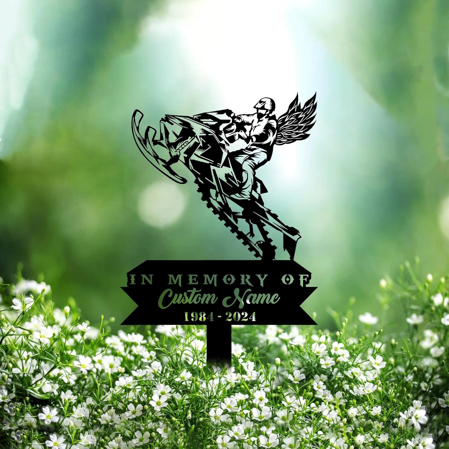 Custom Snowmobile Metal Memorial Stake Name Sign