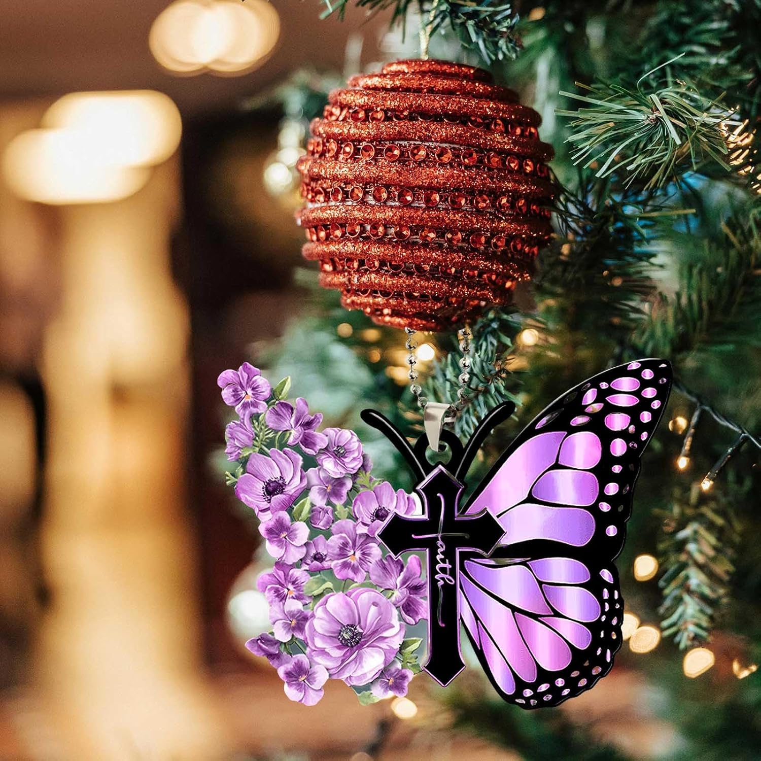 Butterfly Car Hanging Ornament Purple