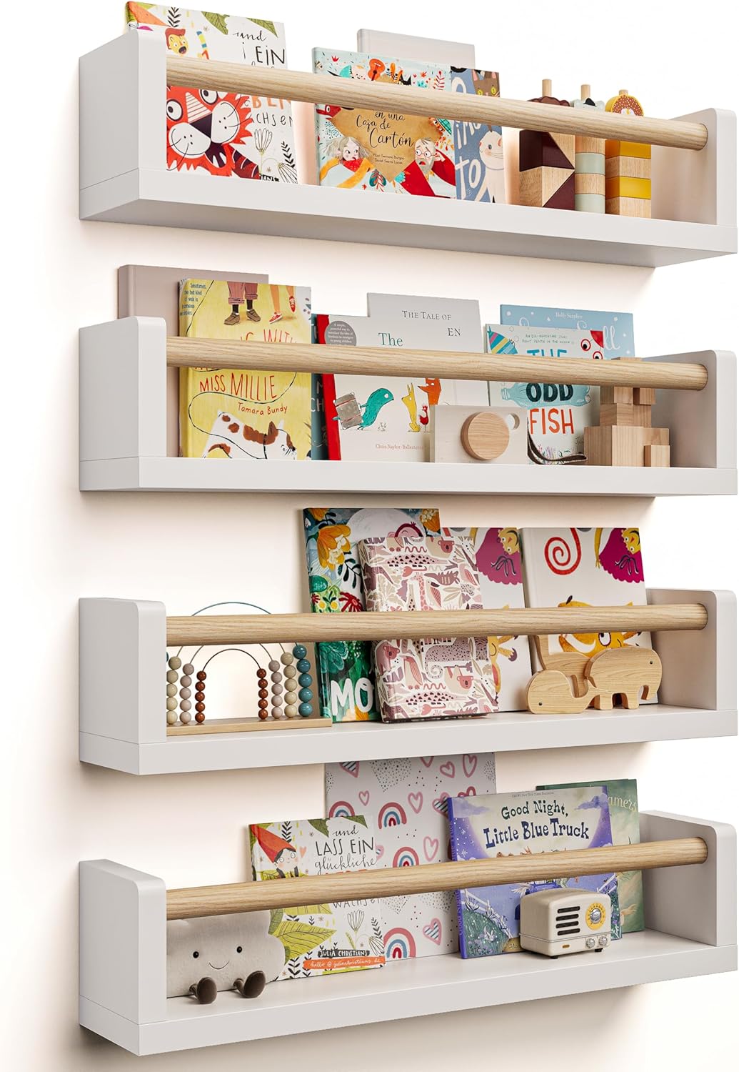 4 Pack Wall Book Shelves for Kids Room
