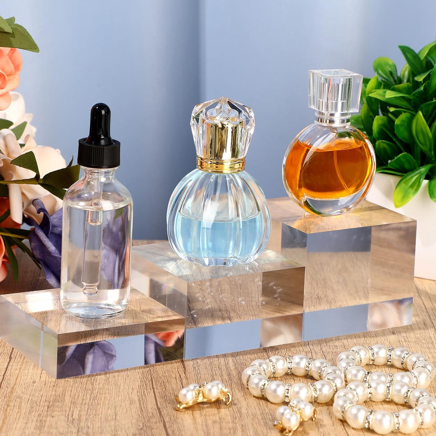 Geelin 6 Pcs Acrylic Display Blocks Clear Cubes for Jewelry Perfume Collection