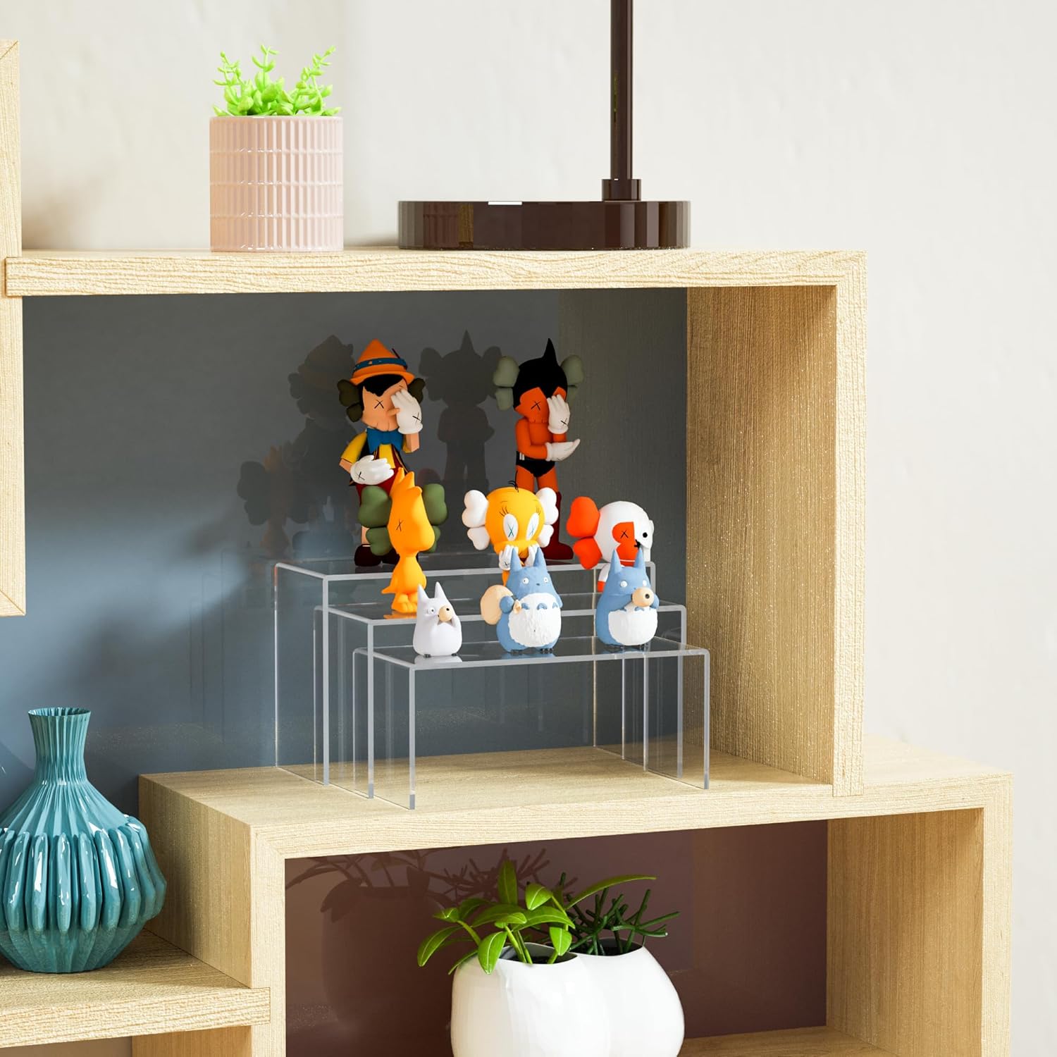 3pcs 9x95x10 Inch Clear Acrylic Display Risers Shelf
