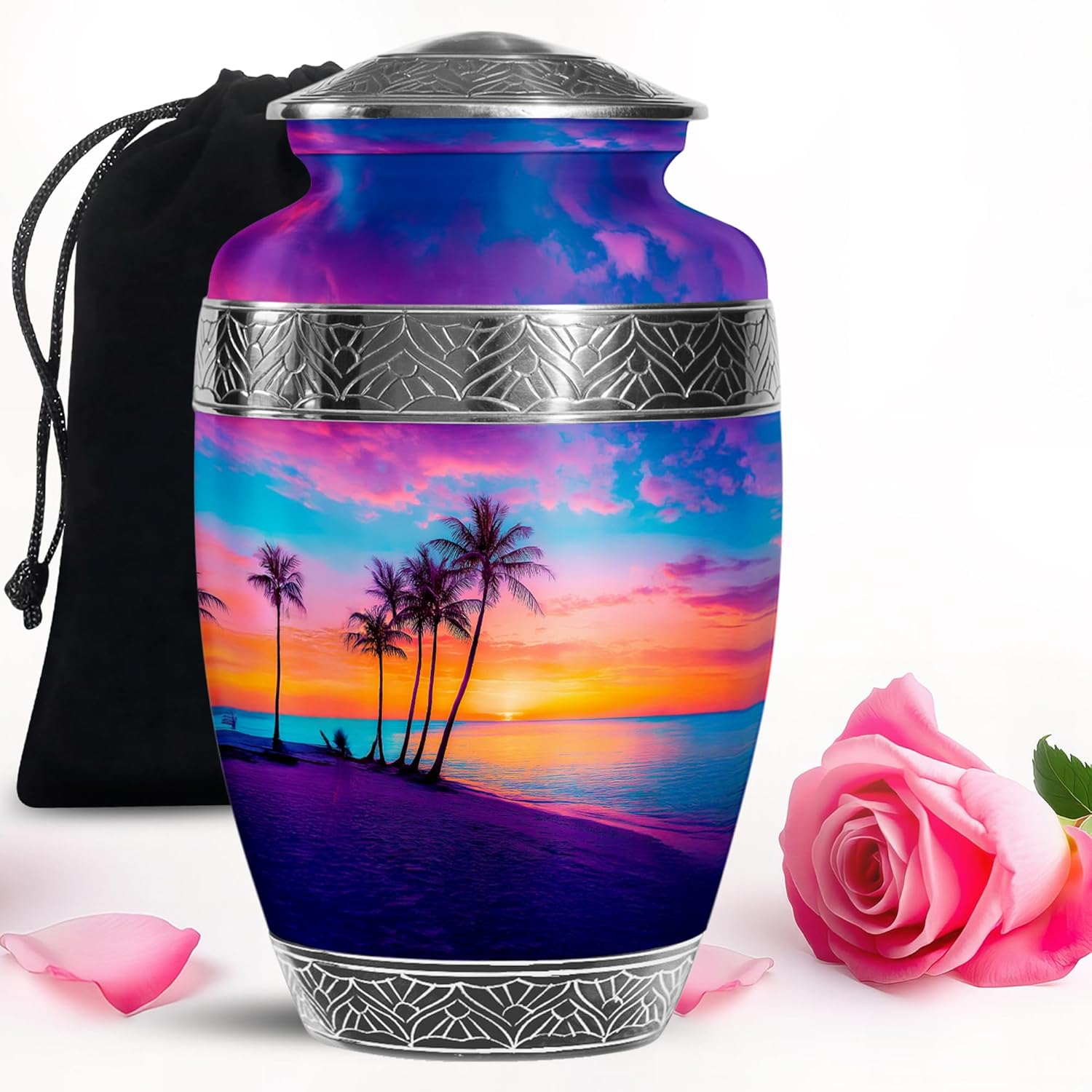 Beach Purple Sunset Memorial Urn for Human Ashes