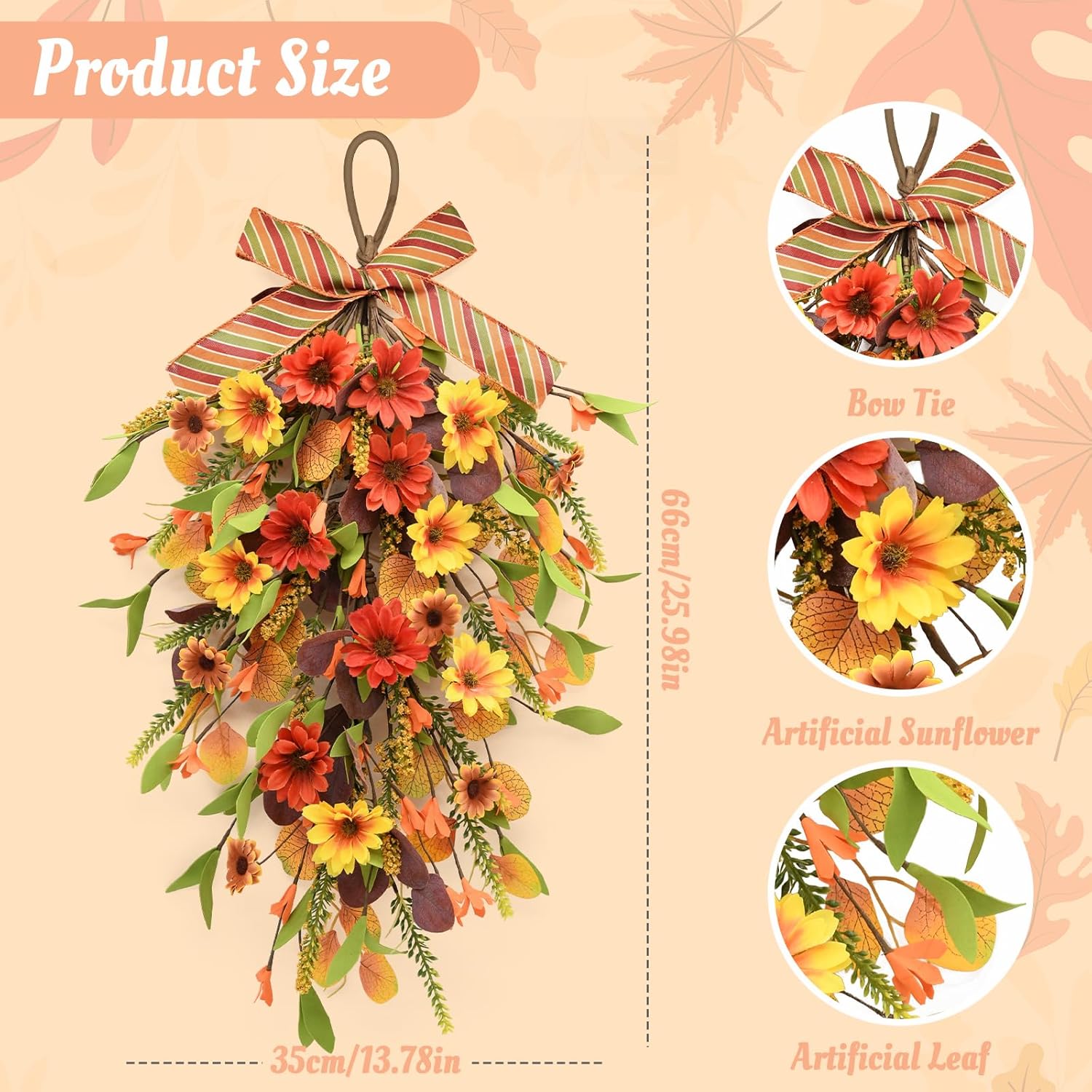 Fall Sunflower Swag Decorations 2Pcs Artificial Home Decor