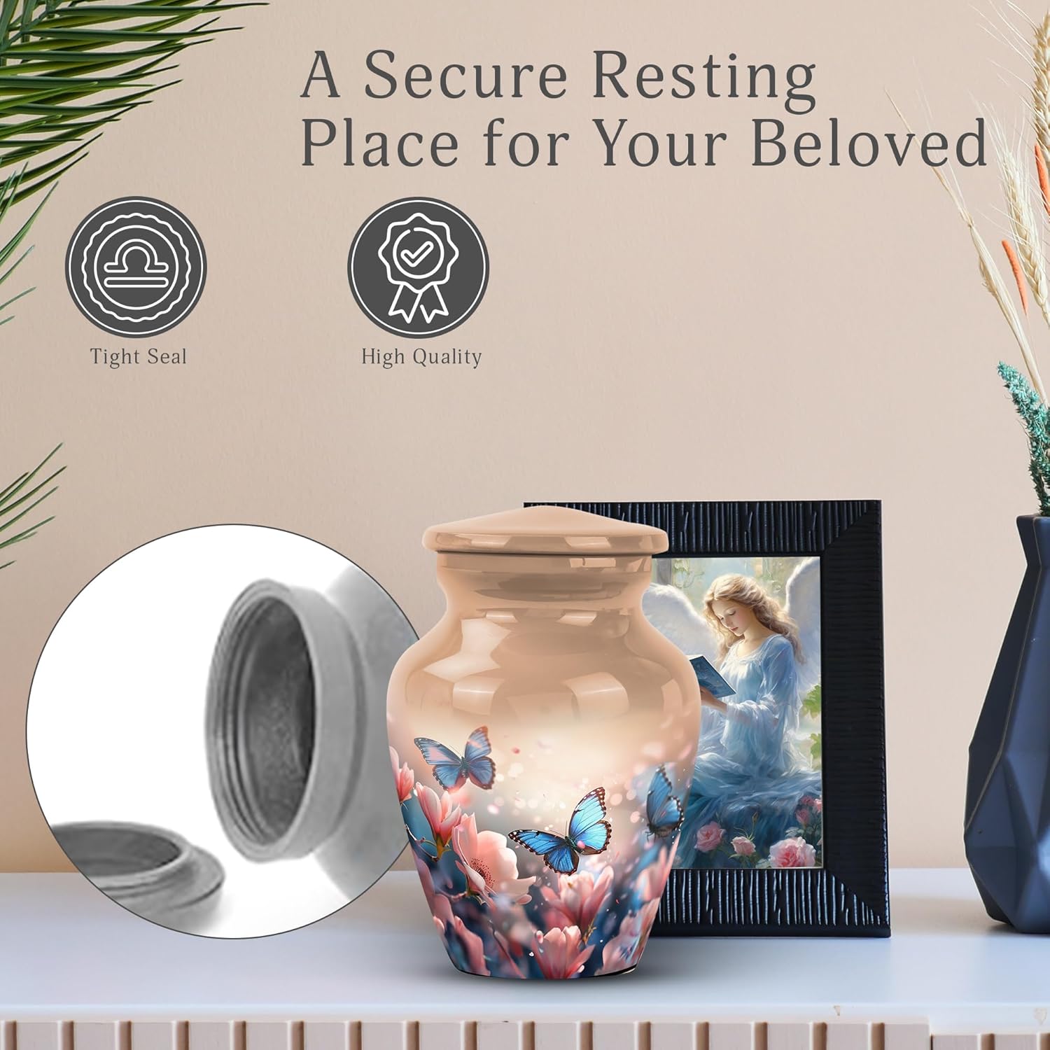 Butterflies in Blossoms 3 Inch Urn Set of 2