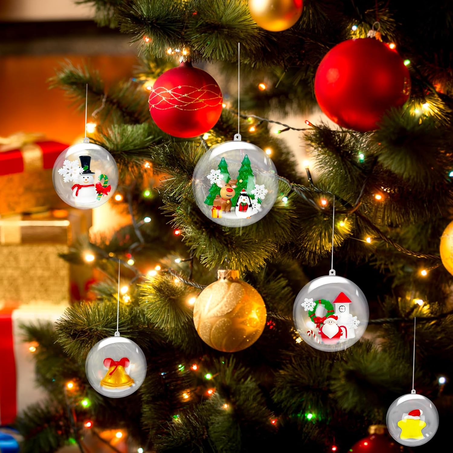 25 Set Clear Plastic Fillable Ornaments for DIY Decor