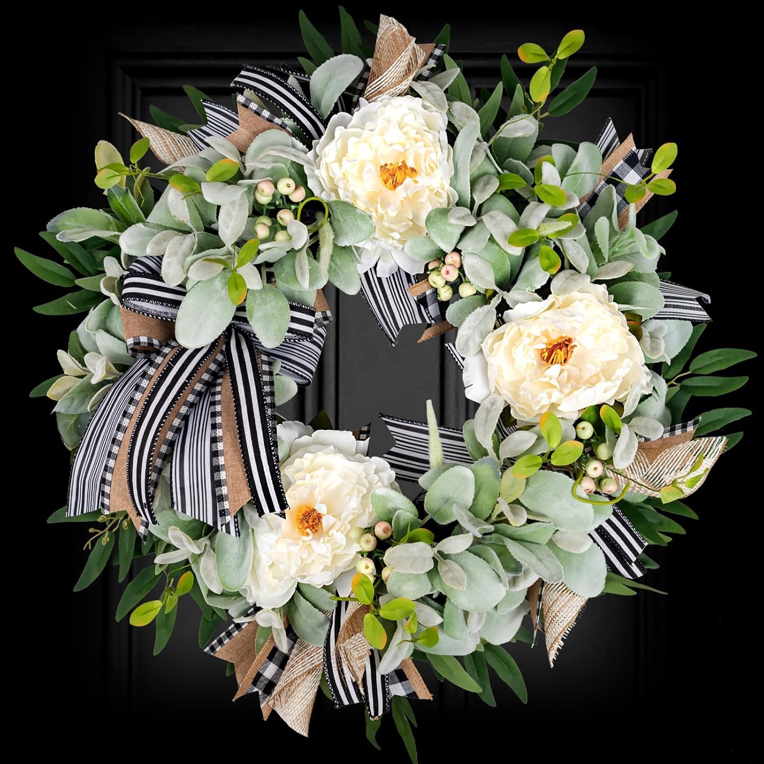 Lambs Ear Wreath Front Door All Season Decor