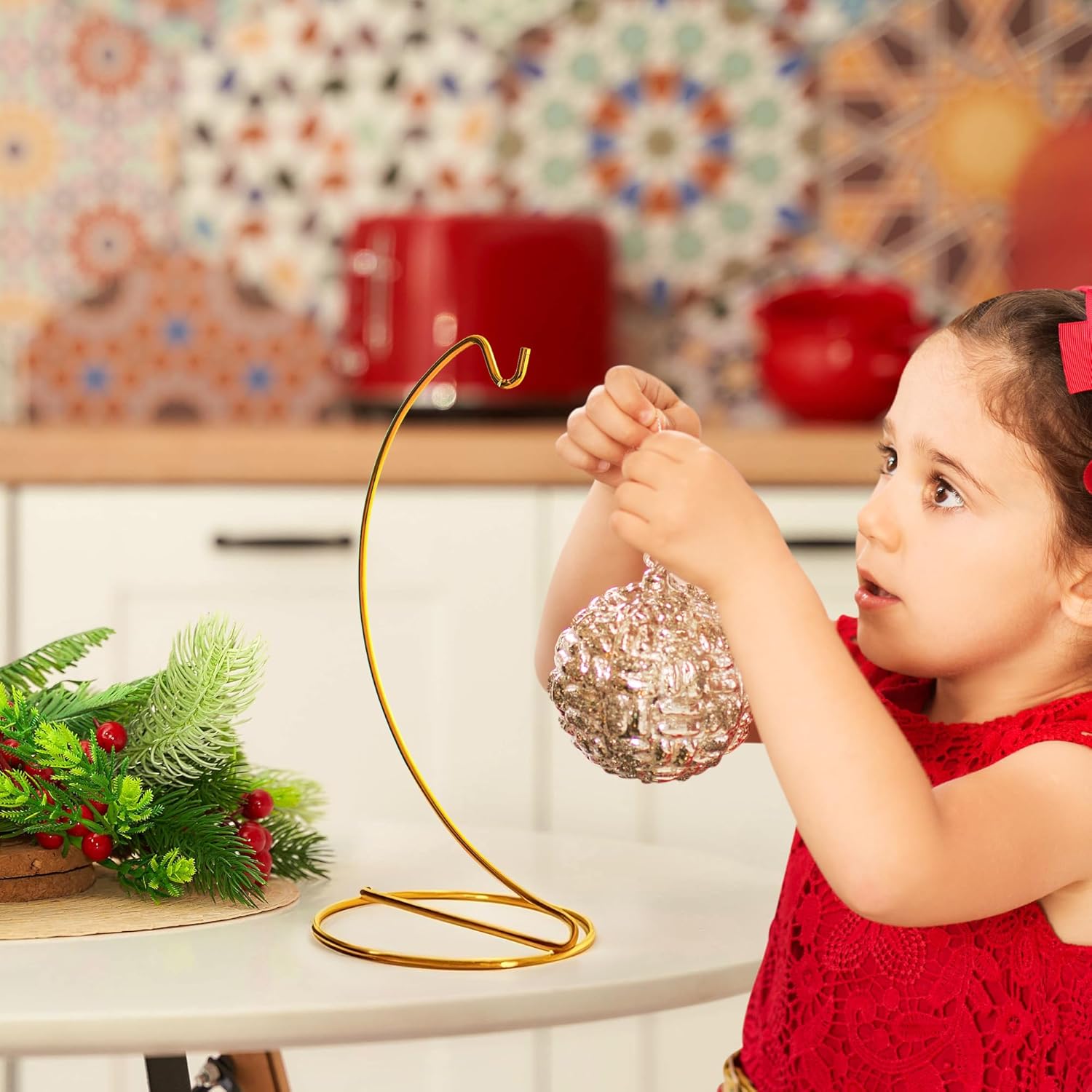 ZEERSHEE 3 Pcs Gold Hanging Display Stand for Decorations