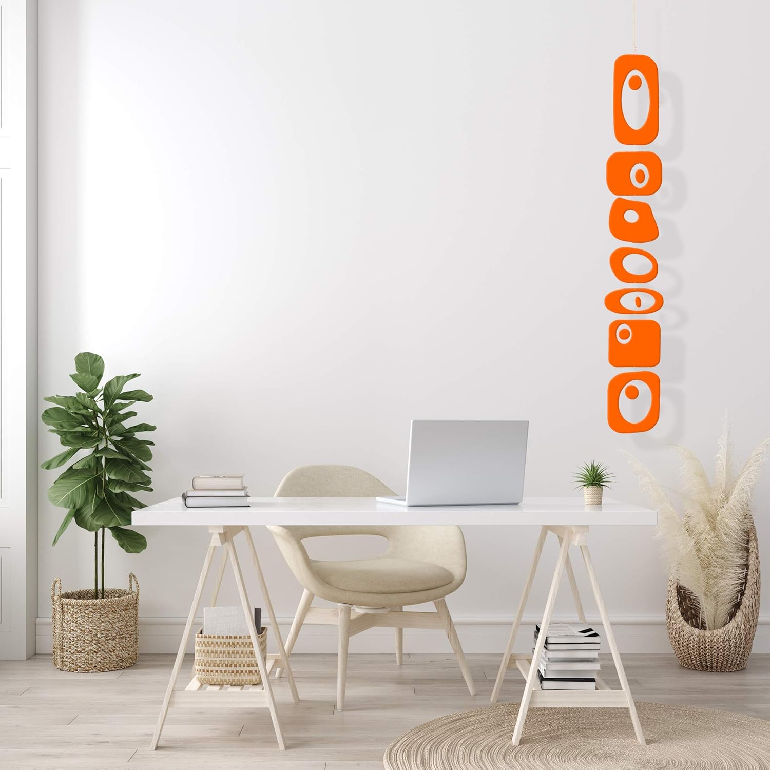 Orange Beatnik Party Hanging Art Mobile 6x42 Wind Chimes