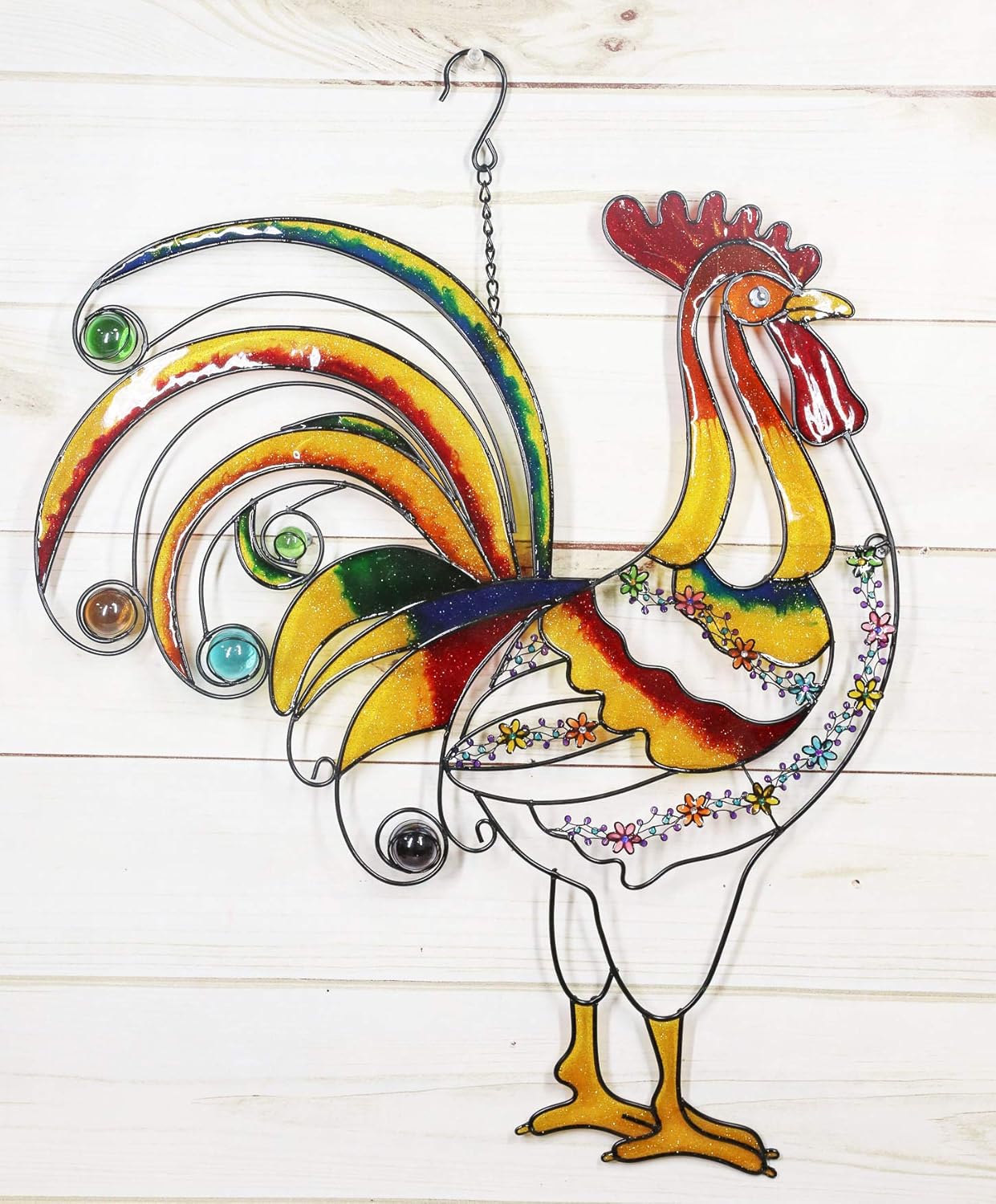 Ebros Gift 20 Inch Stained Glass Rooster Wall Decor
