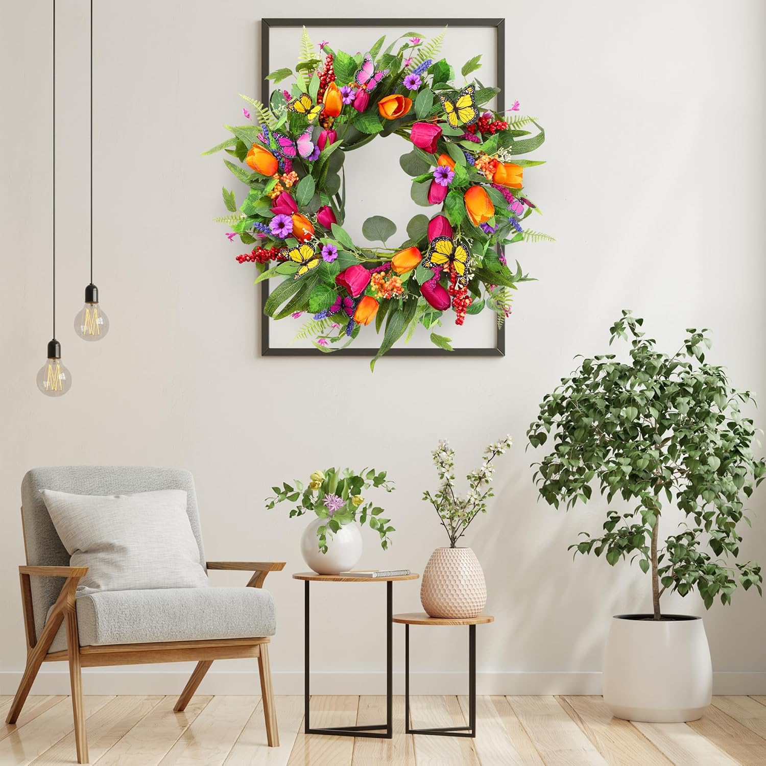 Sggvecsy 22 Inch Spring Summer Wreath Wall Decor