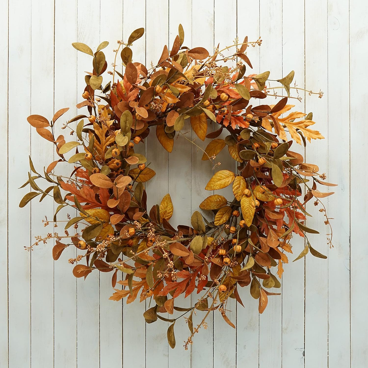 Artificial Fall Wreath for Front Door Autumn Decor