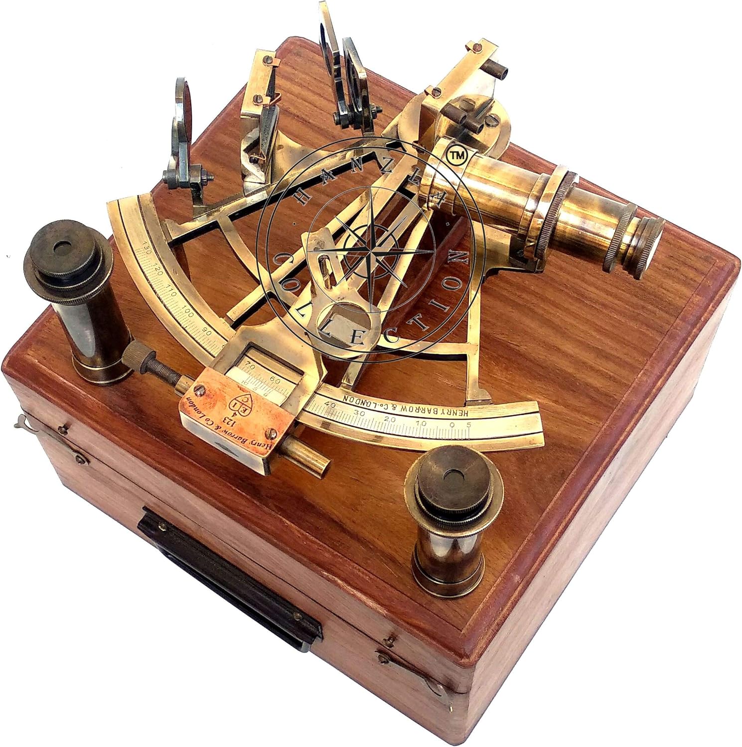 Maritime Brass Henry Barrow Sextant With 2 Telescopes